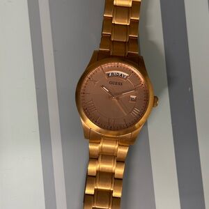 Guess Men’s Gold Tone Watch with Day Display